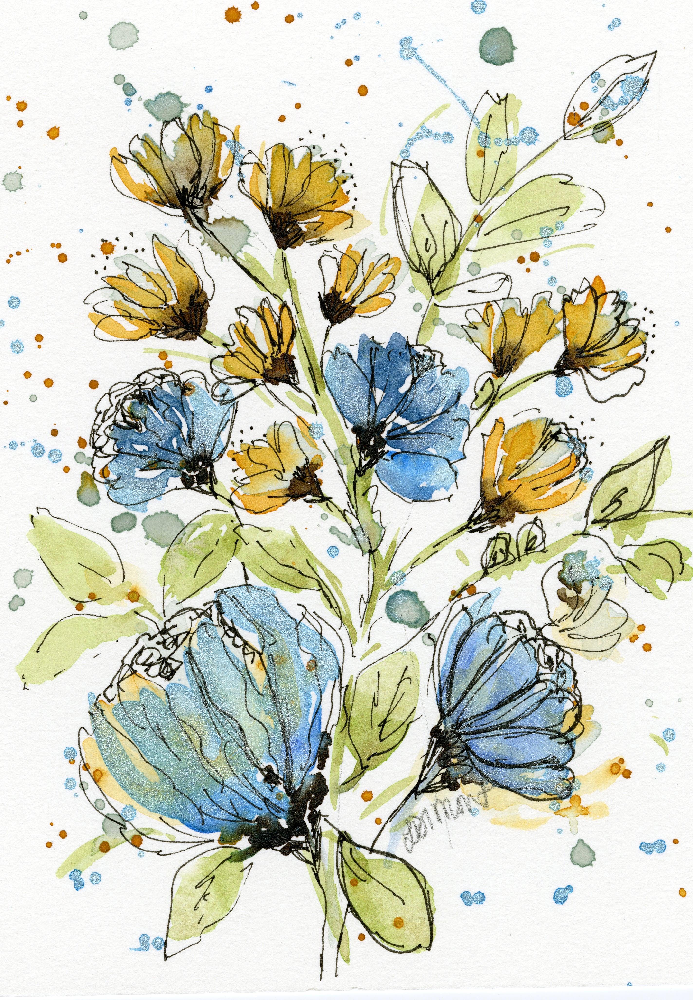 Blue and Yellow Flowers